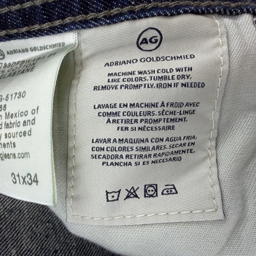AG Adriano Goldschmied Tellis Modern Slim Jeans Mens 31x34 (Fits 32x33.5) New!